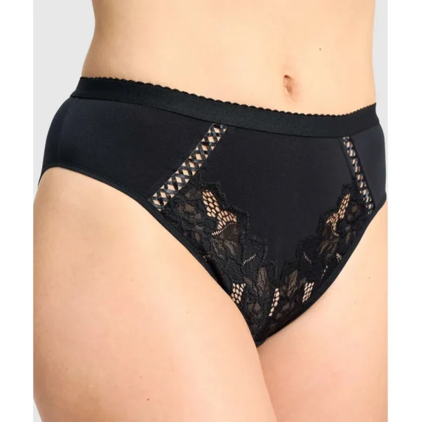 Buy Coton D'Arum Organic Cotton Brief with Lace-Black