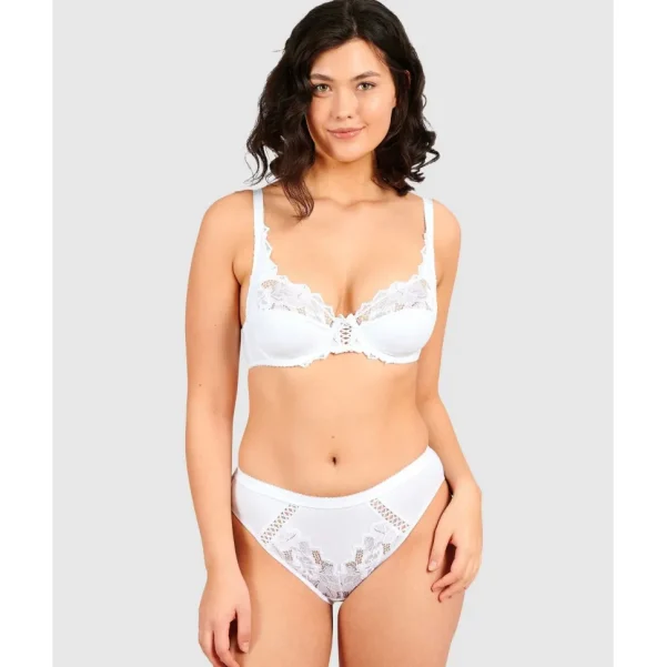 Buy Coton D'Arum Organic Cotton Brief with Lace-White