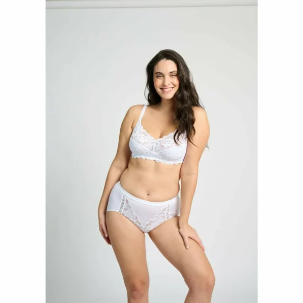 Buy Coton d'Arum Organic Cotton Wirefree Lacy Bra-White