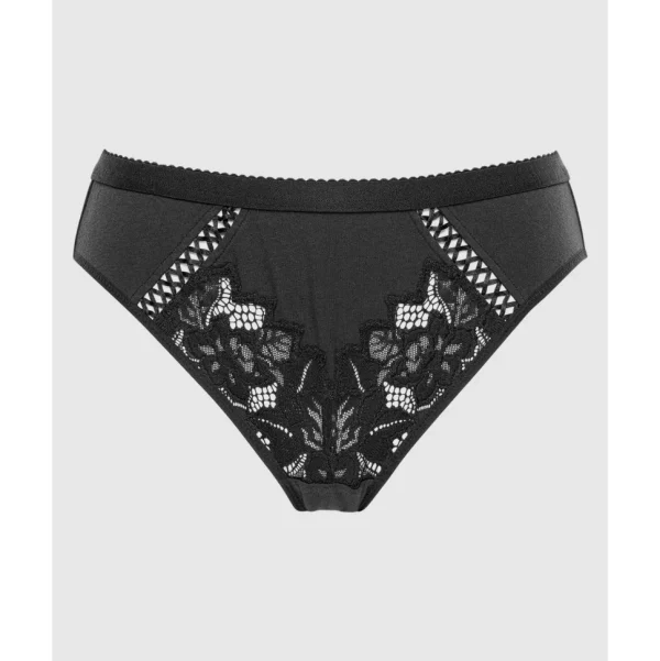 Buy Coton D'Arum Organic Cotton Brief with Lace-Black