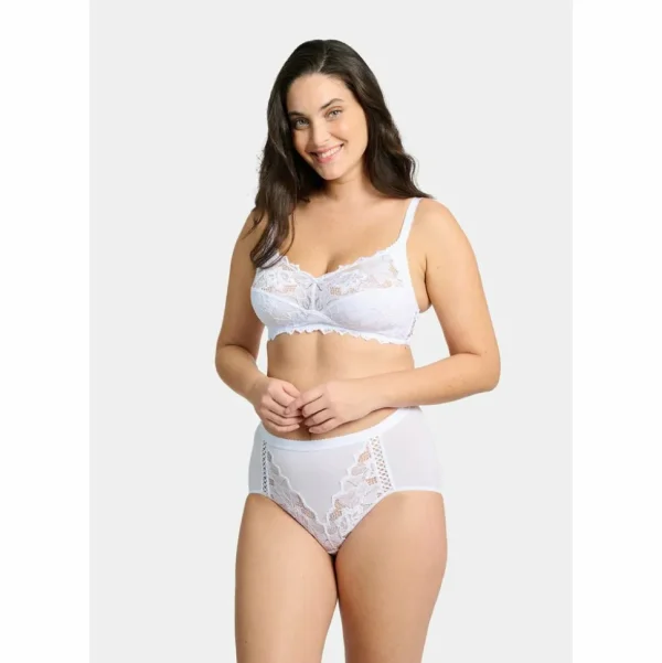 Buy Coton d'Arum Organic Cotton Wirefree Lacy Bra-White