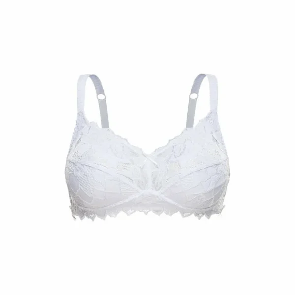 Buy Coton d'Arum Organic Cotton Wirefree Lacy Bra-White