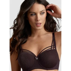 Buy Dame De Paris Aubergine and Silverlurex Balcony Bra