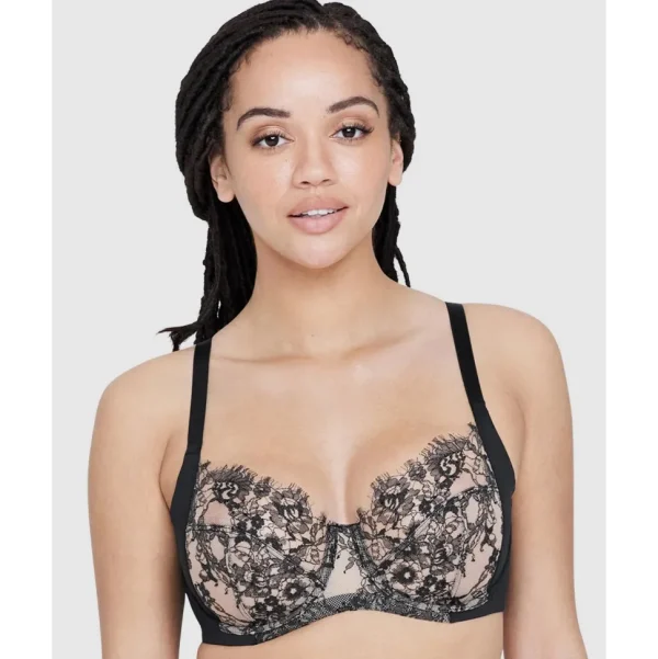 Buy Entice Fuller Bust Sheer Lace Bra with Side Support Black/Nylon