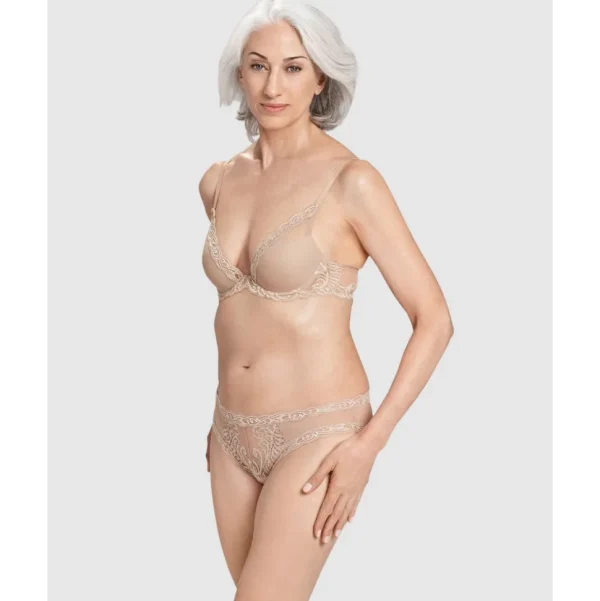 Buy Feathers Lightly Padded Wired Plunge Bra Cafe