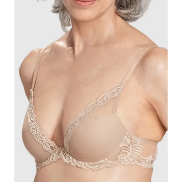 Buy Feathers Lightly Padded Wired Plunge Bra Cafe