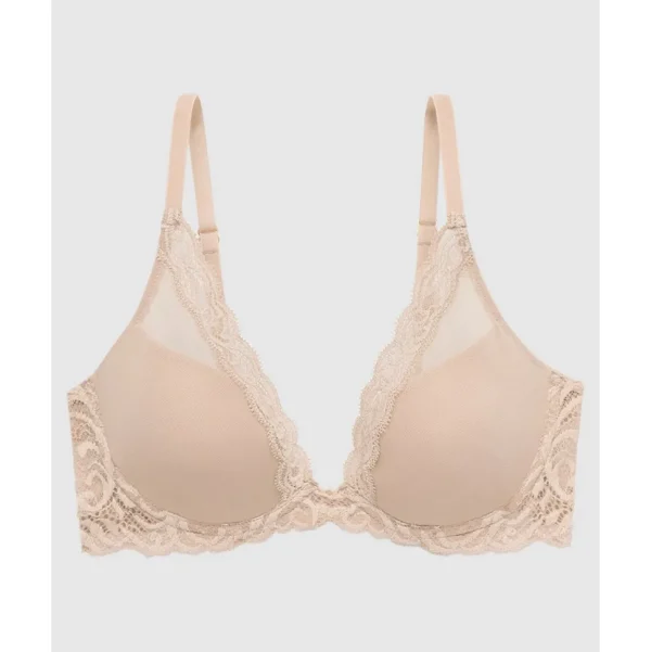 Buy Feathers Lightly Padded Wired Plunge Bra Cafe