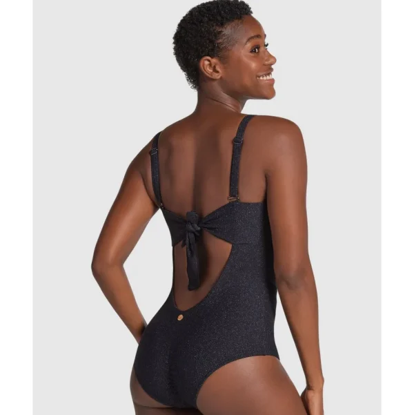 Buy Glittery Backless Tummy Shaping One-Piece Swimsuit with Mesh