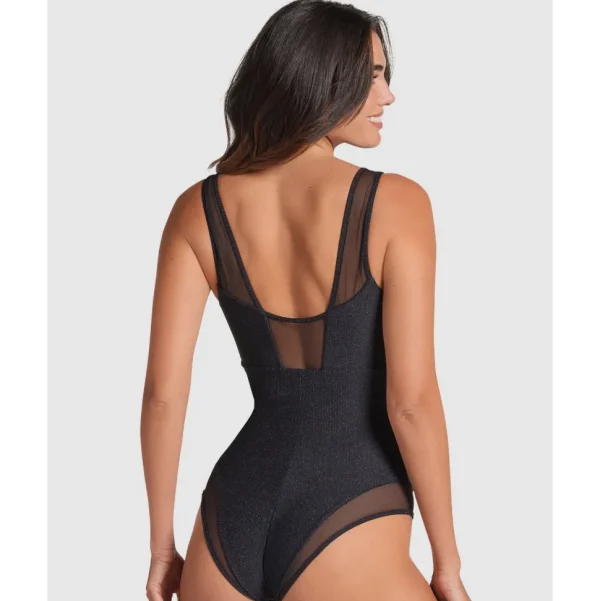 Buy Glittery Tummy Shaping One-Piece Swimsuit with Mesh