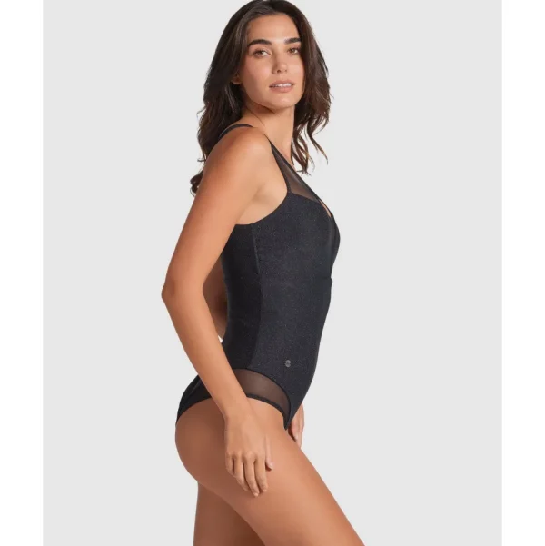 Buy Glittery Tummy Shaping One-Piece Swimsuit with Mesh