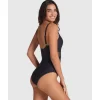 Buy Glittery Tummy Shaping One-Piece Swimsuit with Mesh Stripes