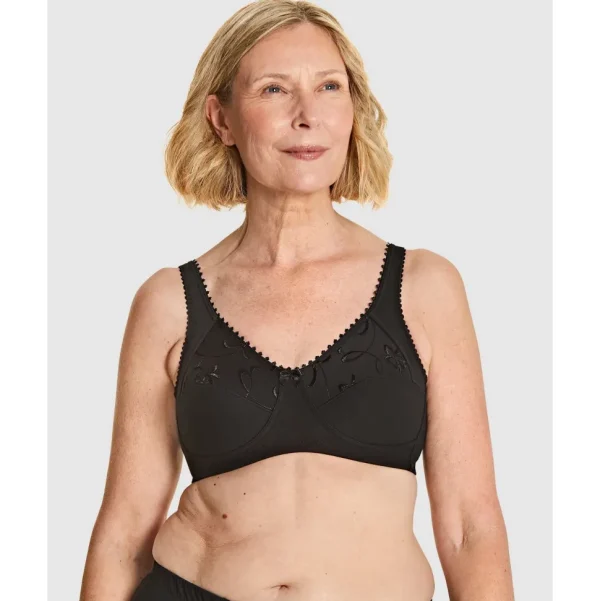 Buy Grace Wirefree Cotton Full Cup Support Bra-Black