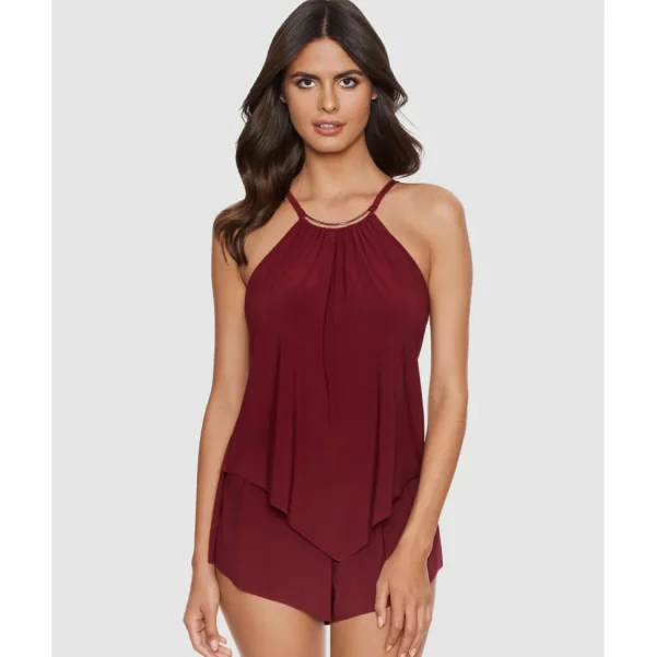 Buy Halo Effect Goldie Romper-Style Underwired Swimsuit-Merlot