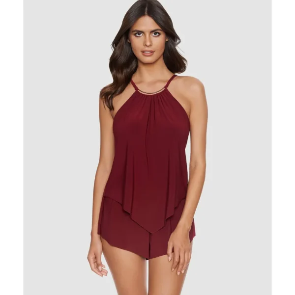 Buy Halo Effect Goldie Romper-Style Underwired Swimsuit-Merlot