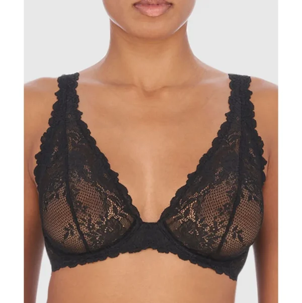 Buy Heavenly Sheer Lace Wired Convertible-to-Halter Plunge Bra Black