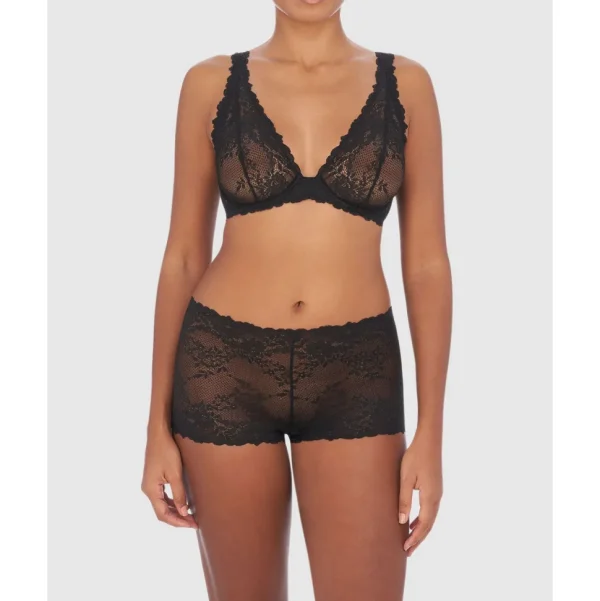 Buy Heavenly Sheer Lace Wired Convertible-to-Halter Plunge Bra Black