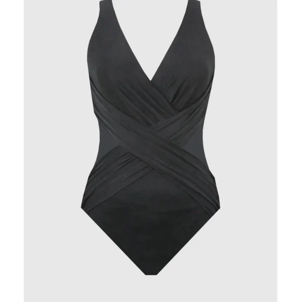 Buy Illusionists Crossover Draped Shaping Swimsuit PLUS-Black