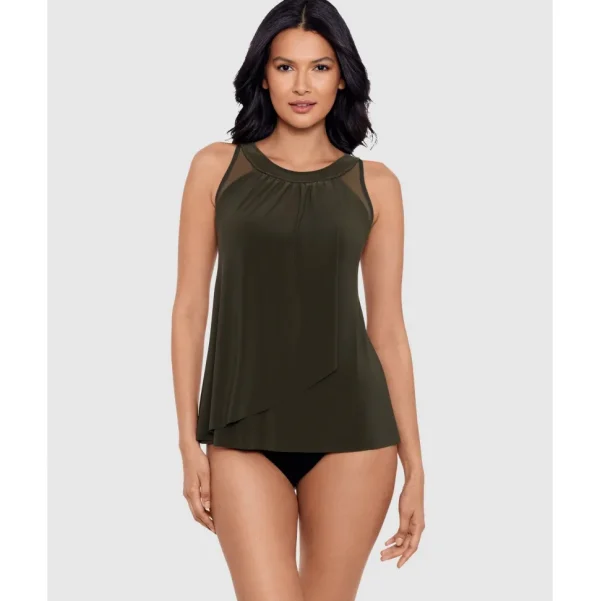 Buy Illusionists Ursula DD Cup High Neck Underwired Tankini Top-Nori