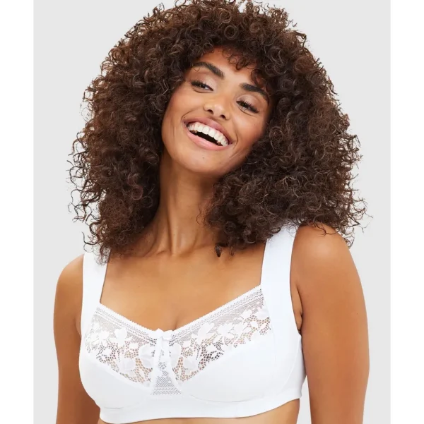 Buy Jeanne Wirefree Wide Strap Organic Cotton Bra with Lace