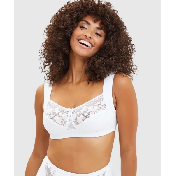 Buy Jeanne Wirefree Wide Strap Organic Cotton Bra with Lace