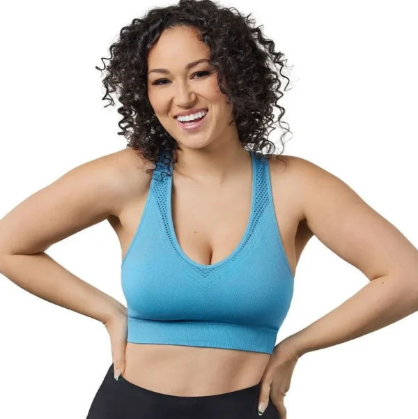 Buy Lea Plus Size Wireless Racerback Sports Bra-Arctic Blue