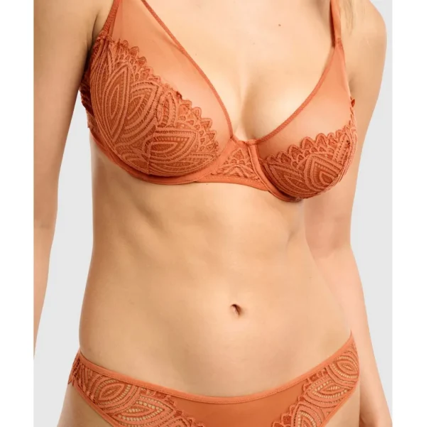 Buy Lisa Unlined Full Cup Underwire Lace Bra-Cinnamon