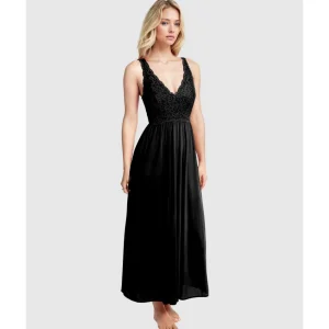 Buy Long Sleeveless Lace & Nylon Nightgown