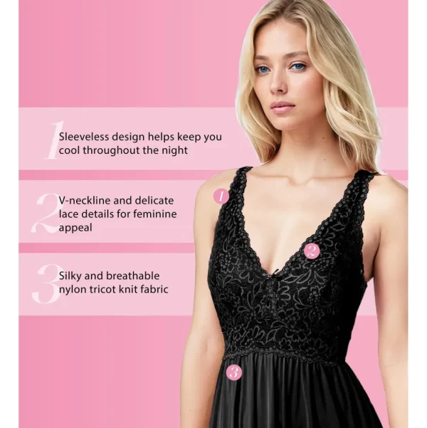 Buy Long Sleeveless Lace & Nylon Nightgown