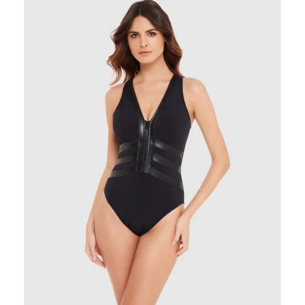 Buy Moto Chic Sean Racerback Zip Front Shaping Swimsuit