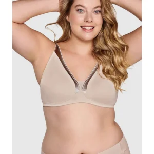 Buy Moulded Soft Cup Wirefree Bra With Satin Trim-Light Beige