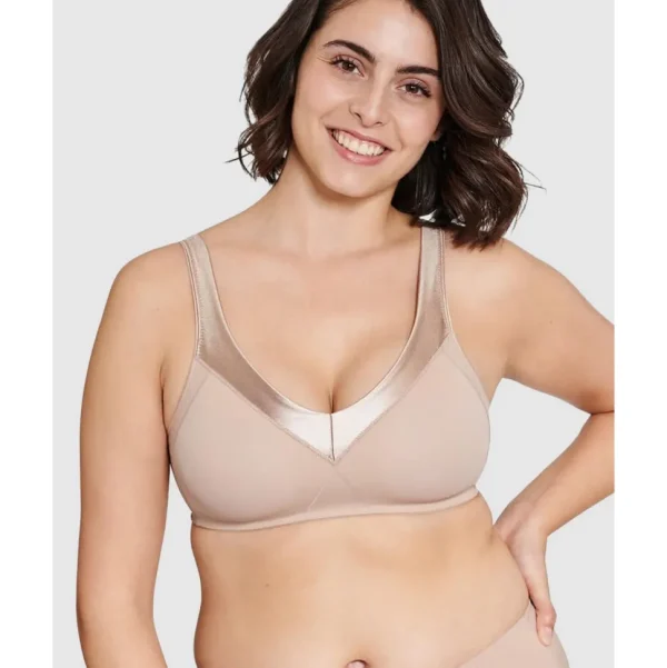 Buy Moulded Soft Cup Wirefree Bra With Satin Trim-Light Beige