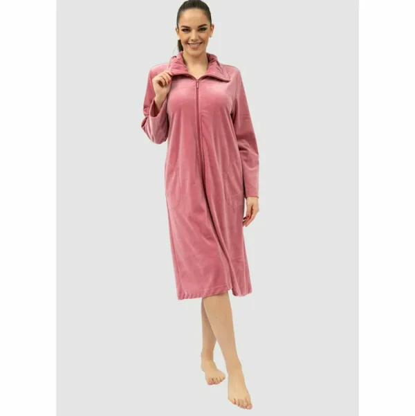 Buy Niki Velour Zip Up Classic Cotton Robe