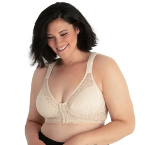 Buy Nora Back Smoothing Wirefree Front Close Bra With Lace-Whisper Nude