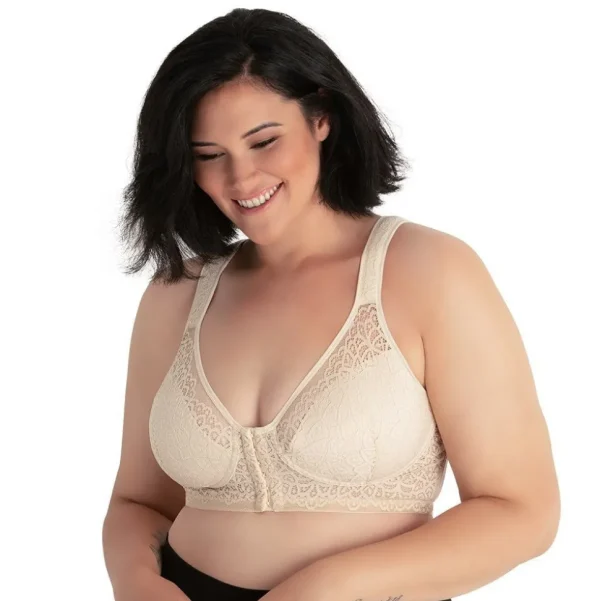 Buy Nora Back Smoothing Wirefree Front Close Bra With Lace-Whisper Nude