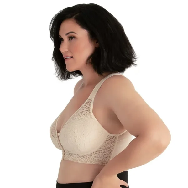 Buy Nora Back Smoothing Wirefree Front Close Bra With Lace-Whisper Nude