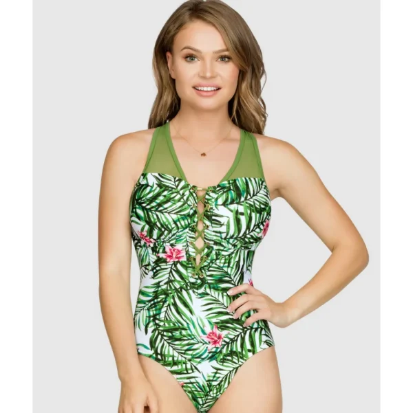 Buy Passion Moulded Cup Lace Up One-Piece Swimsuit