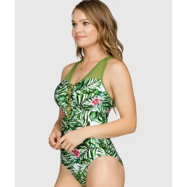 Buy Passion Moulded Cup Lace Up One-Piece Swimsuit