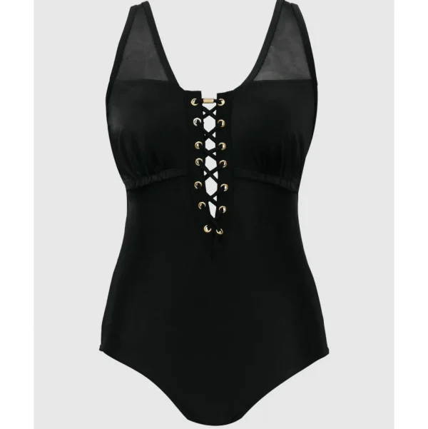 Buy Passion Moulded Cup Lace Up One-Piece Swimsuit