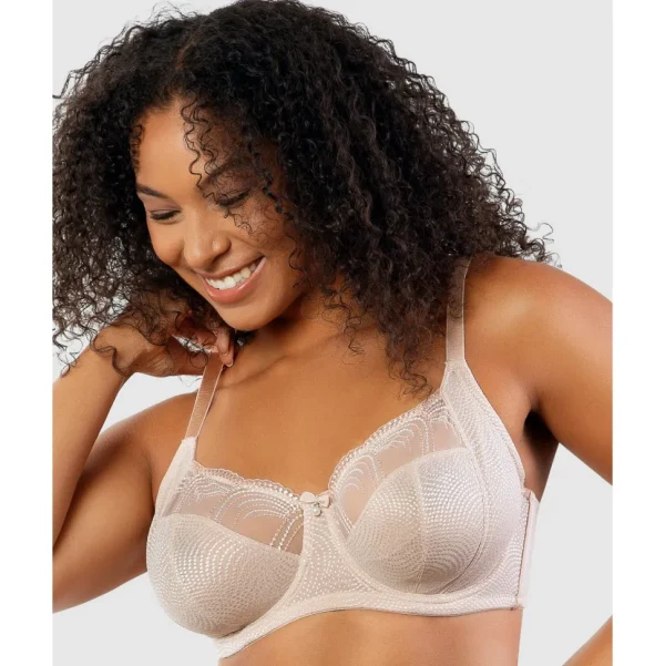 Buy Pearl Wired Unlined Full Bust Bra With Embroidery