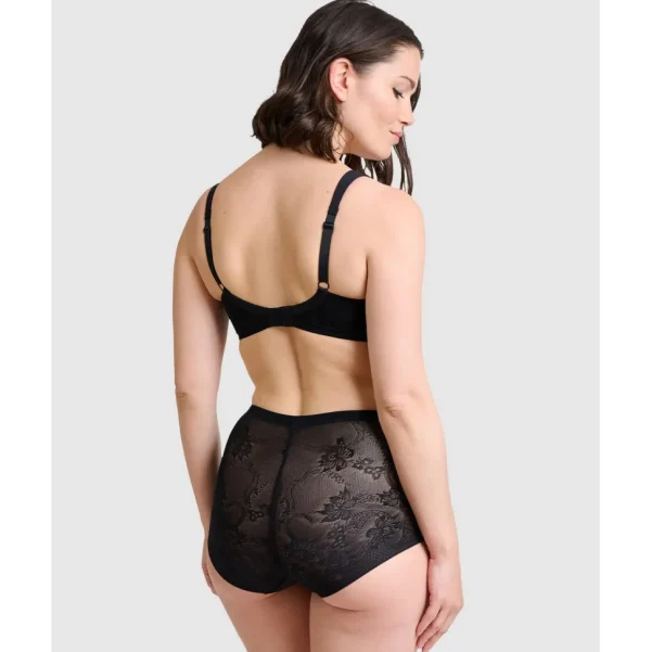 Buy Perfect Shape High Waist Lace & Microfiber Brief-Black