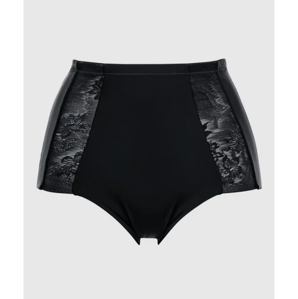 Buy Perfect Shape High Waist Lace & Microfiber Brief-Black