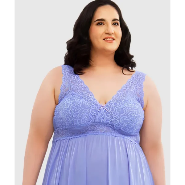 Buy Plus Size Long Sleeveless Lace & Nylon Nightgown