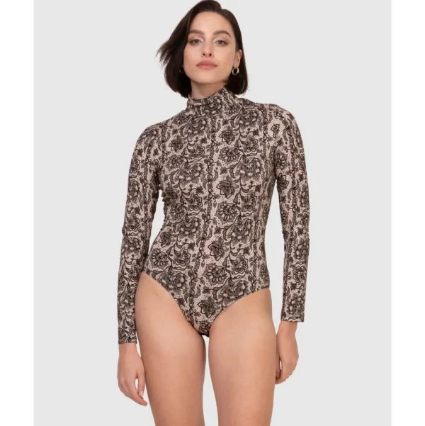 Buy Printed Viscose Rollneck Long Sleeve Bodysuit