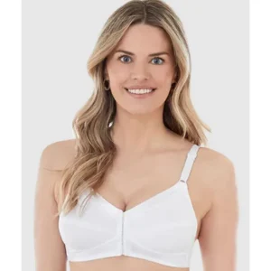 Buy Satin Trim Wirefree Front Close Cotton Bra