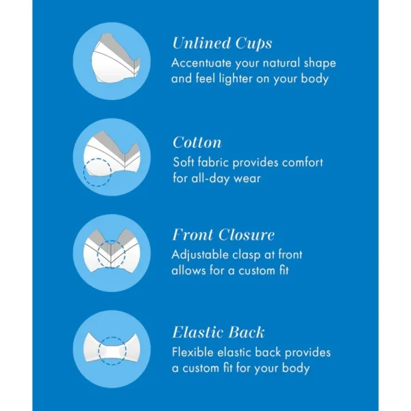 Buy Satin Trim Wirefree Front Close Cotton Bra