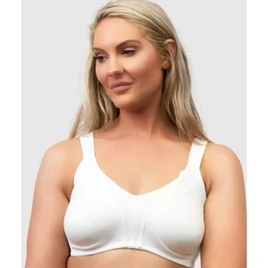 Buy Side Smoothing Organic Cotton Wirefree Minimiser Bra-White