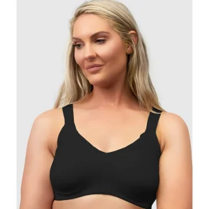 Buy Side Smoothing Organic Cotton Wirefree Minimiser Bra-Black