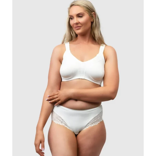 Buy Side Smoothing Organic Cotton Wirefree Minimiser Bra-White