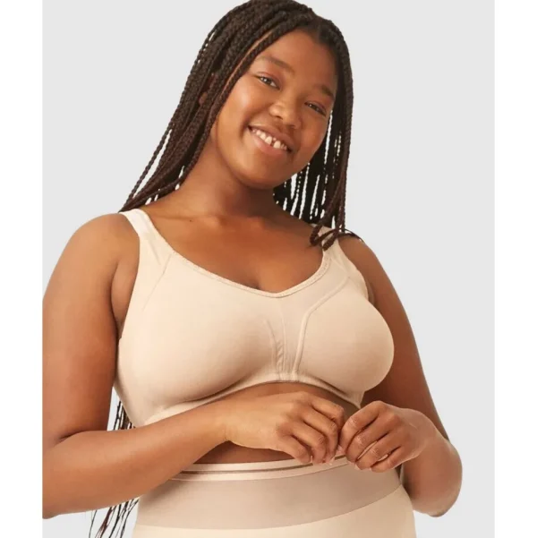 Buy Side Smoothing Organic Cotton Wirefree Minimiser Bra-Light Beige