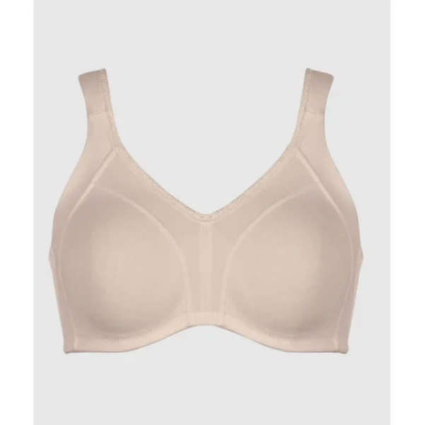 Buy Side Smoothing Organic Cotton Wirefree Minimiser Bra-Light Beige